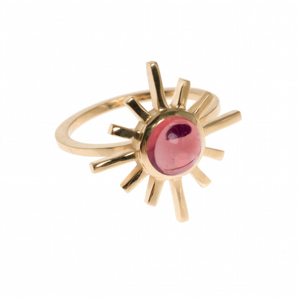 Pink Tourmaline Single Band Sun Ring