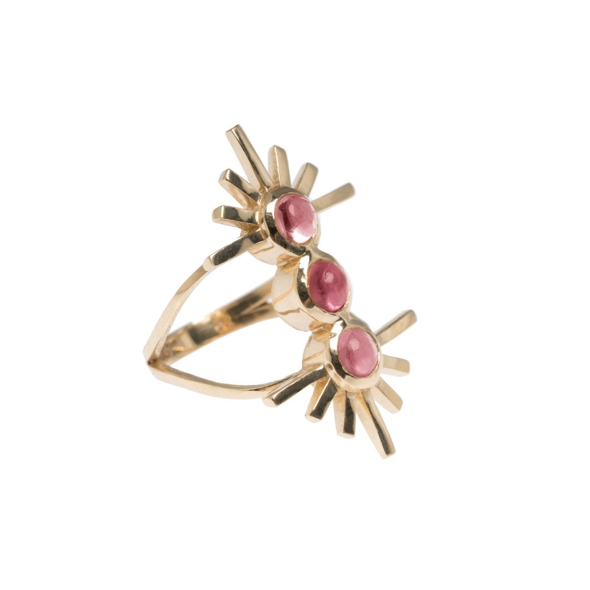 Pink Tourmaline Triple Sun Ring