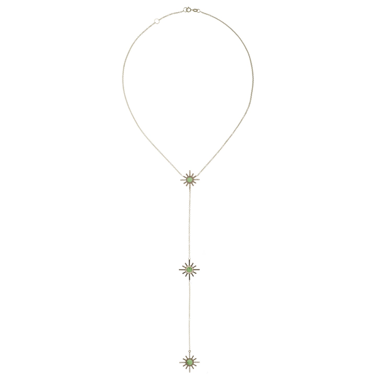 Green Tourmaline and Pave Diamond Reversible Necklace
