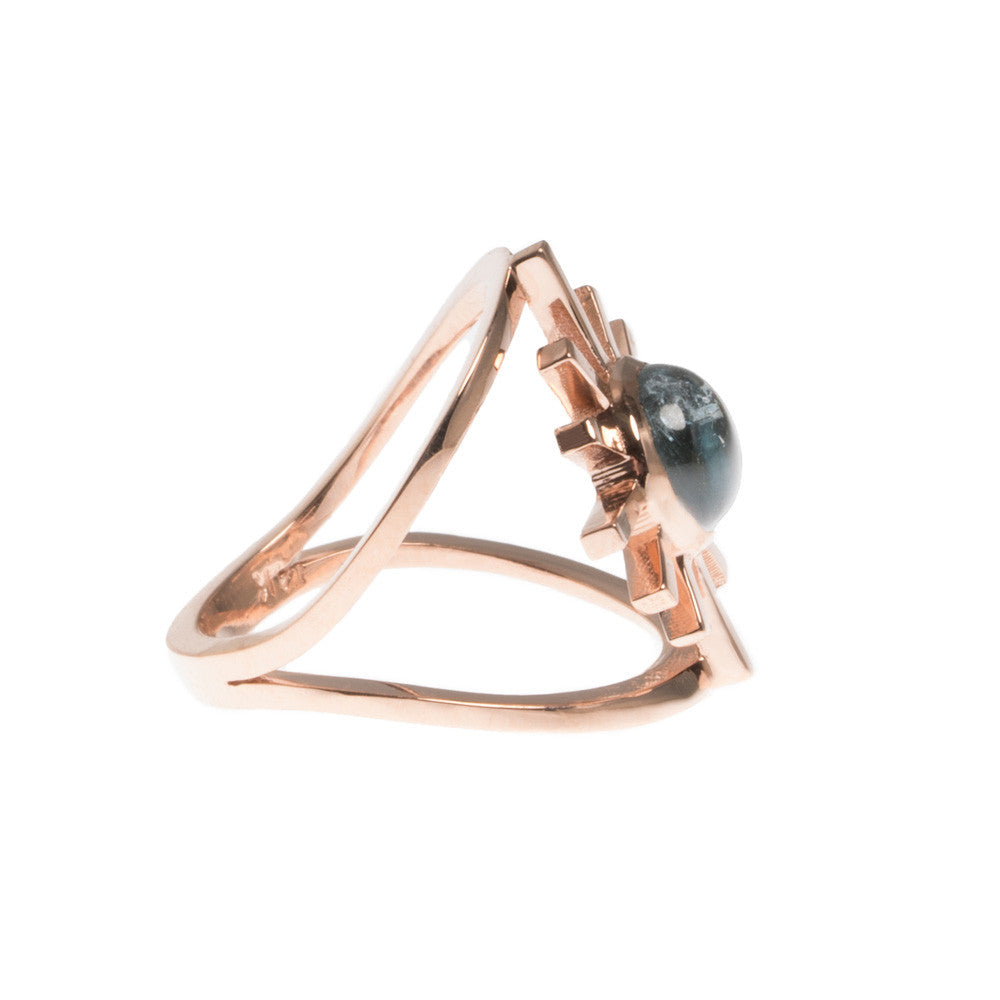 Amaya Jones Blue Tourmaline Double Band Sun Ring