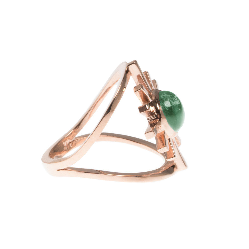 Amaya Jones Green Tourmaline Double Band Sun Ring