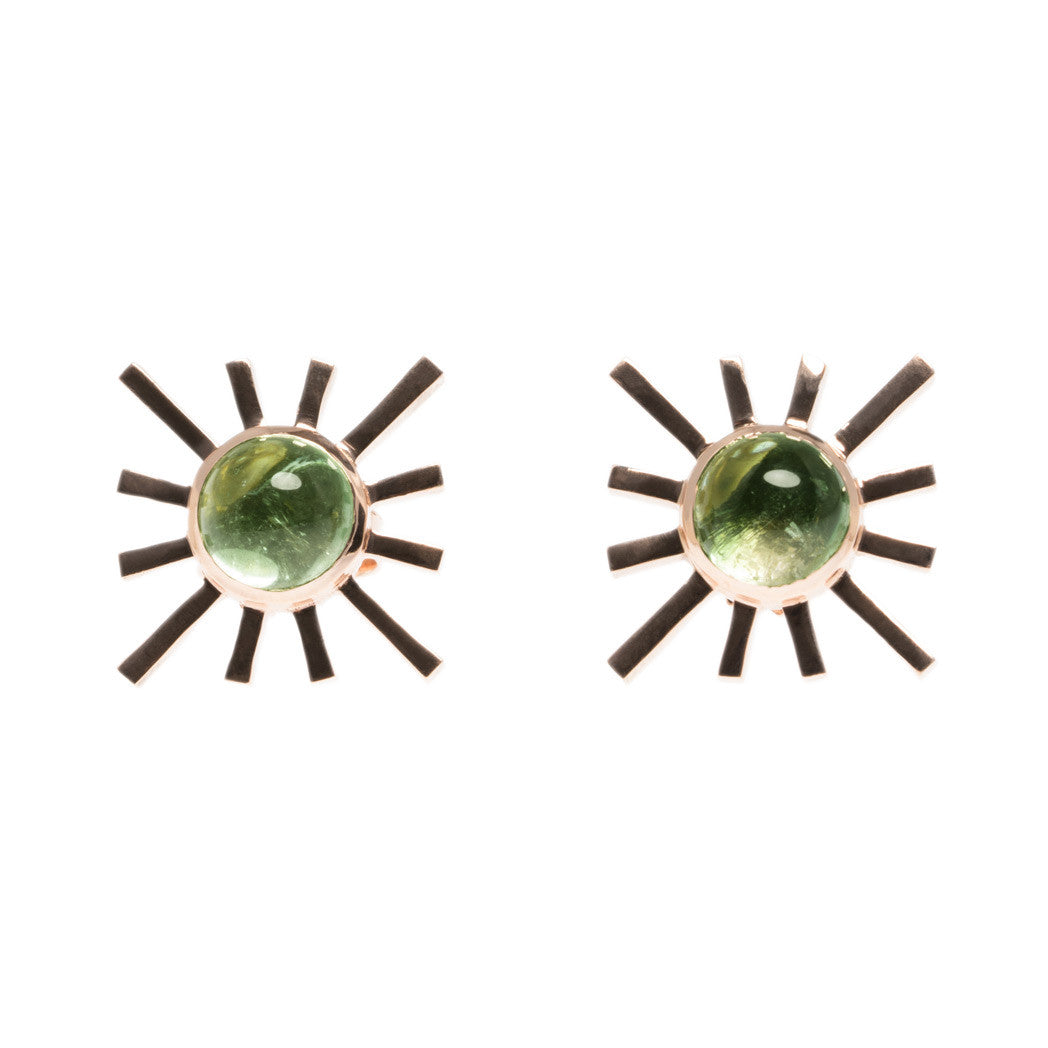 Green Tourmaline Single Sun Earring