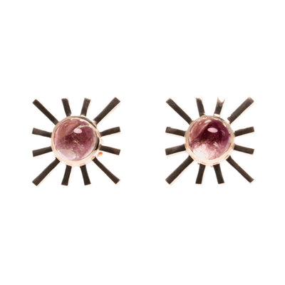 Pink Tourmaline Single Sun Earring