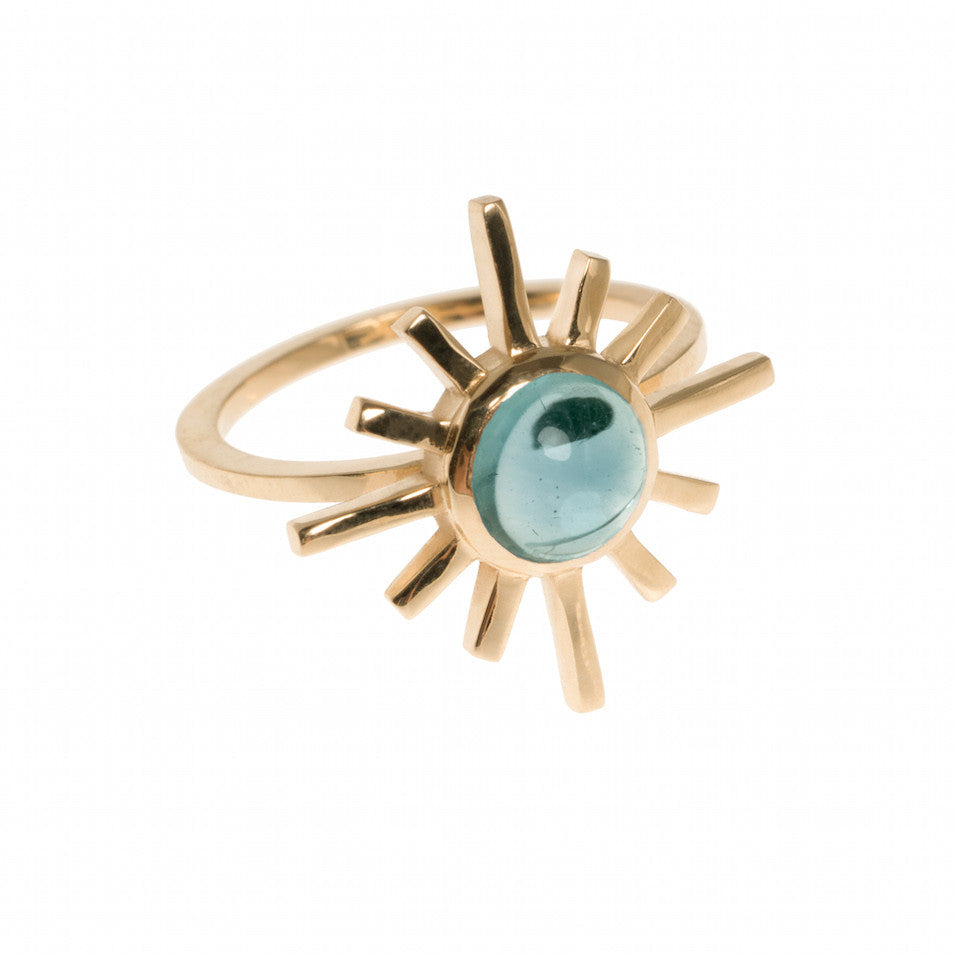 Amaya Jones Blue Tourmaline Single Band Sun Ring