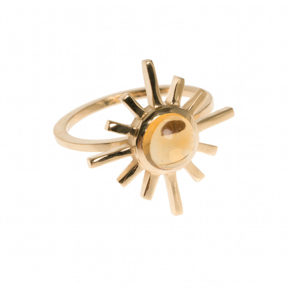 Yellow Tourmaline Single Band Sun Ring