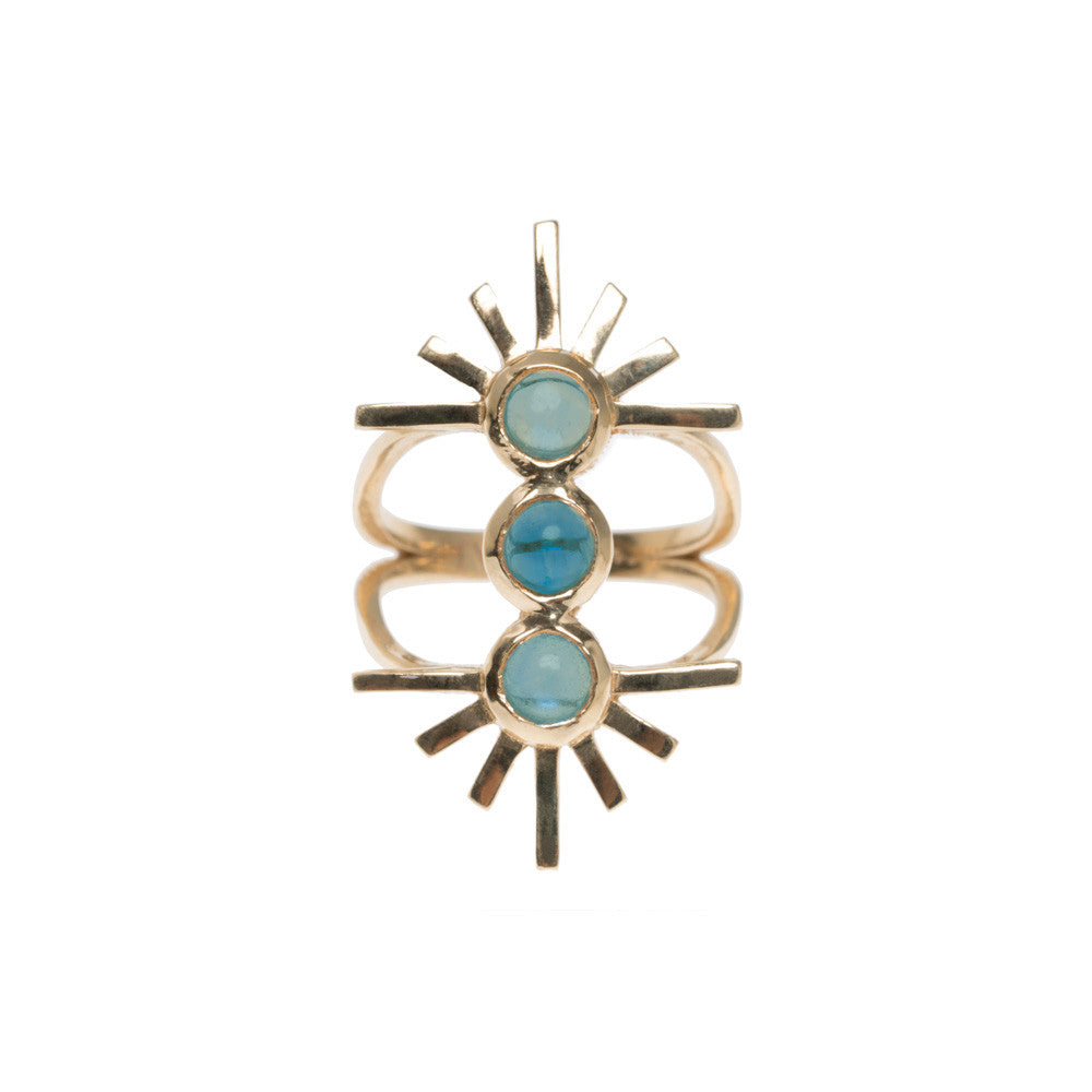 Amaya Jones Blue Tourmaline Triple Sun Ring