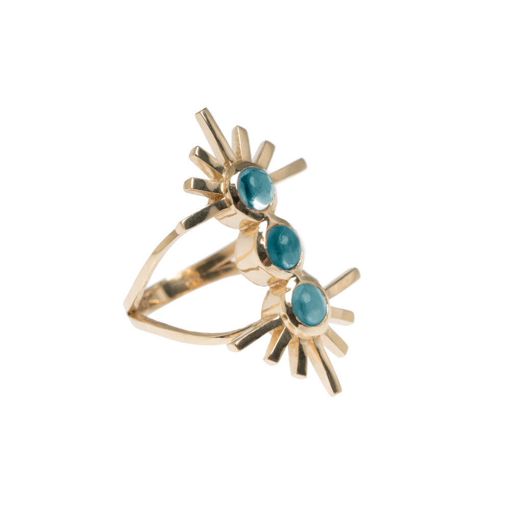 Amaya Jones Blue Tourmaline Triple Sun Ring