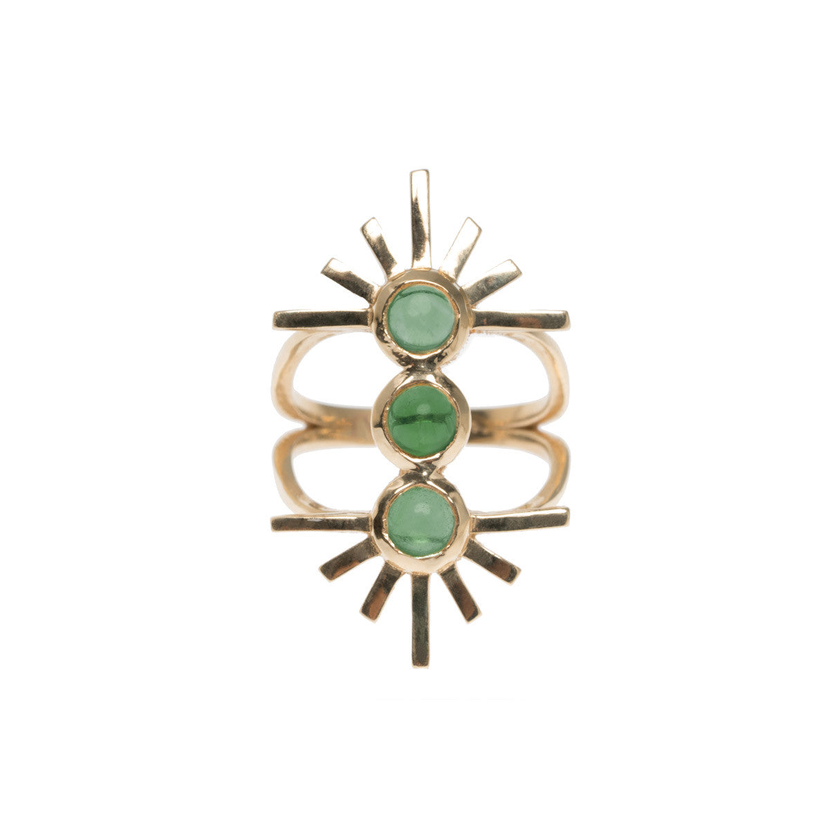 Green Tourmaline Triple Sun Ring