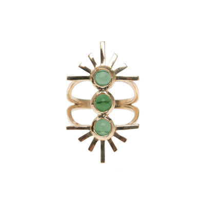 Green Tourmaline Triple Sun Ring