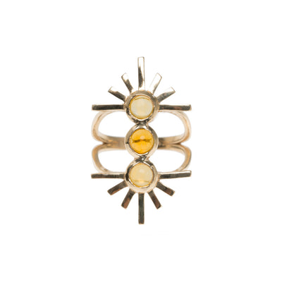 Yellow Tourmaline Triple Sun Ring