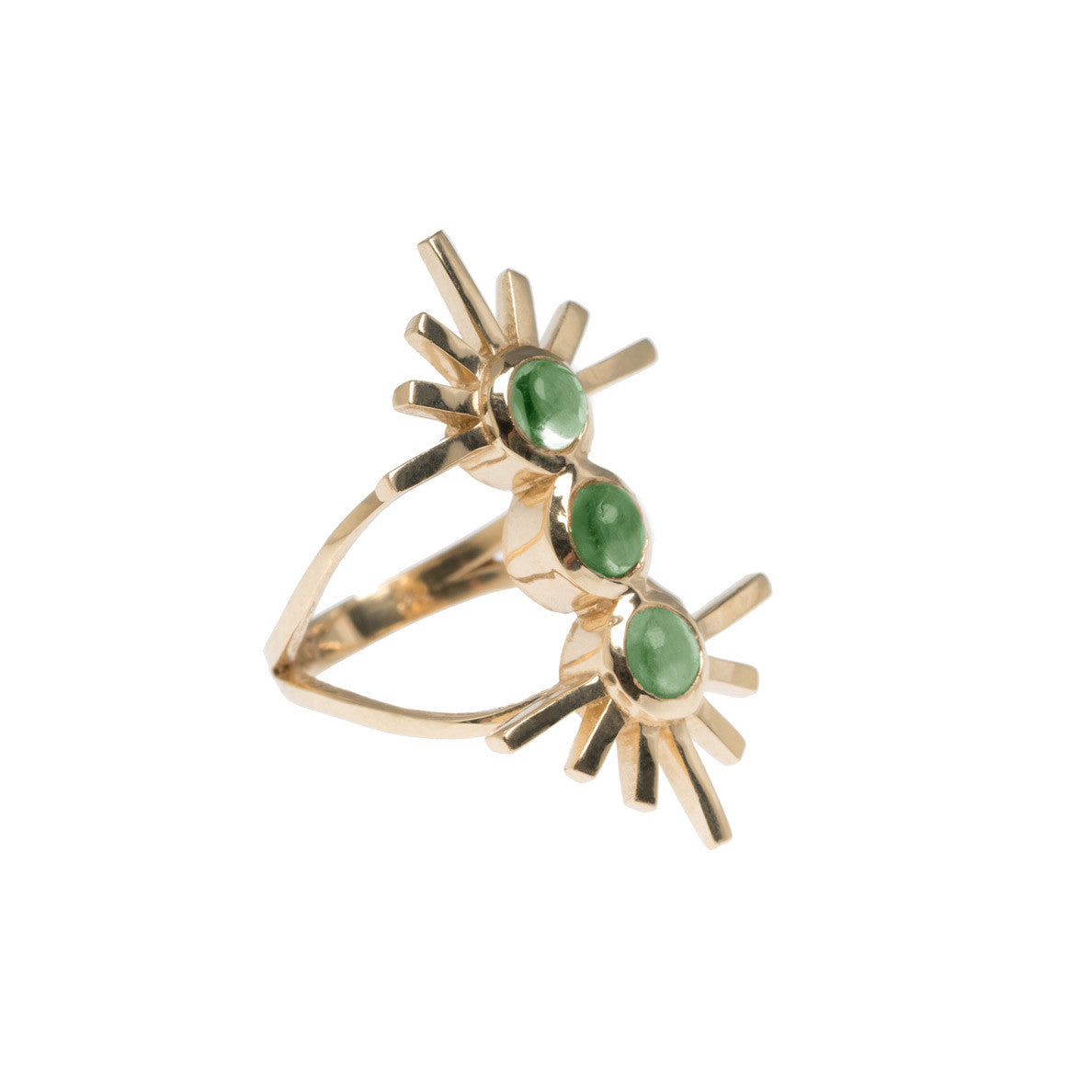 Green Tourmaline Triple Sun Ring