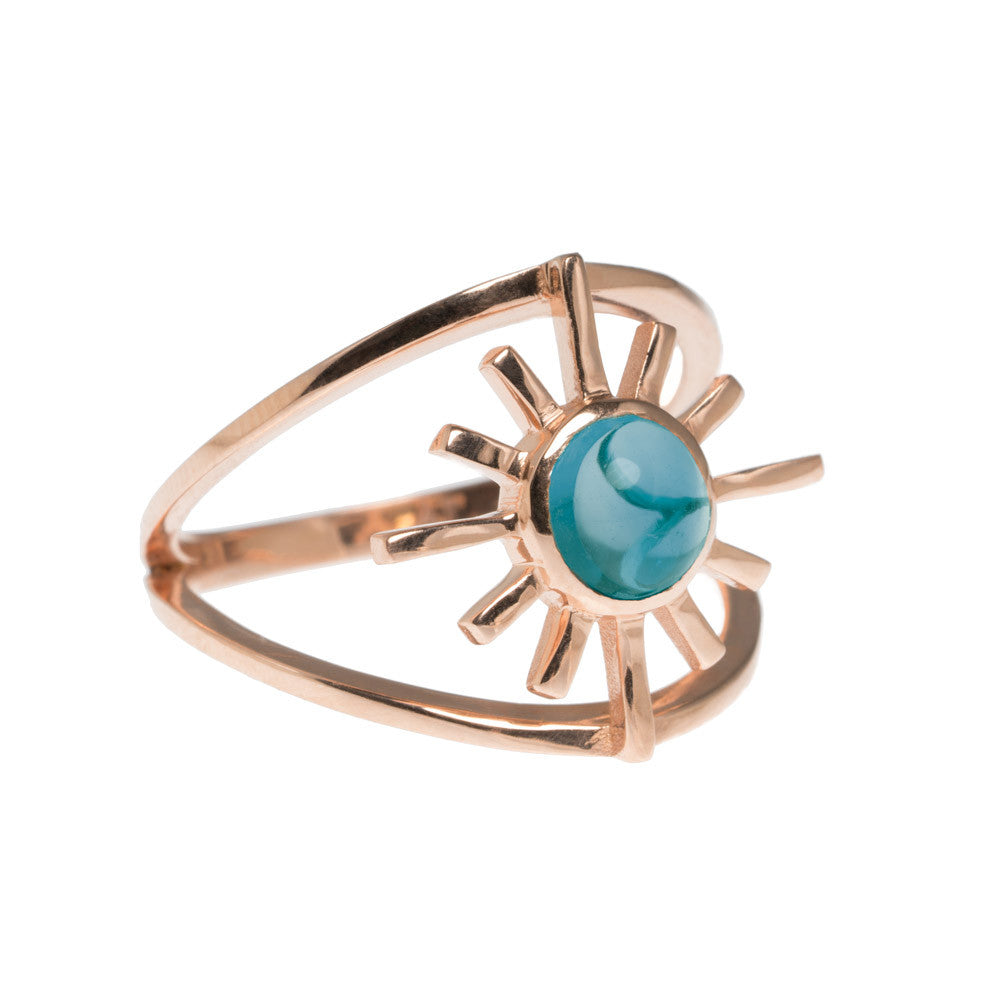 Amaya Jones Blue Tourmaline Double Band Sun Ring