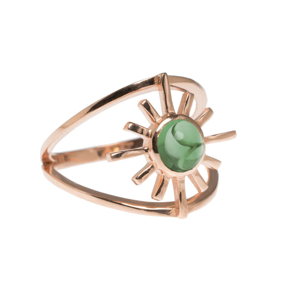 Amaya Jones Green Tourmaline Double Band Sun Ring