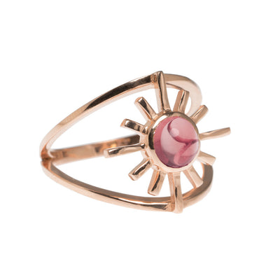 Pink Tourmaline Double Band Sun Ring