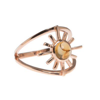 Yellow Tourmaline Double Band Sun Ring