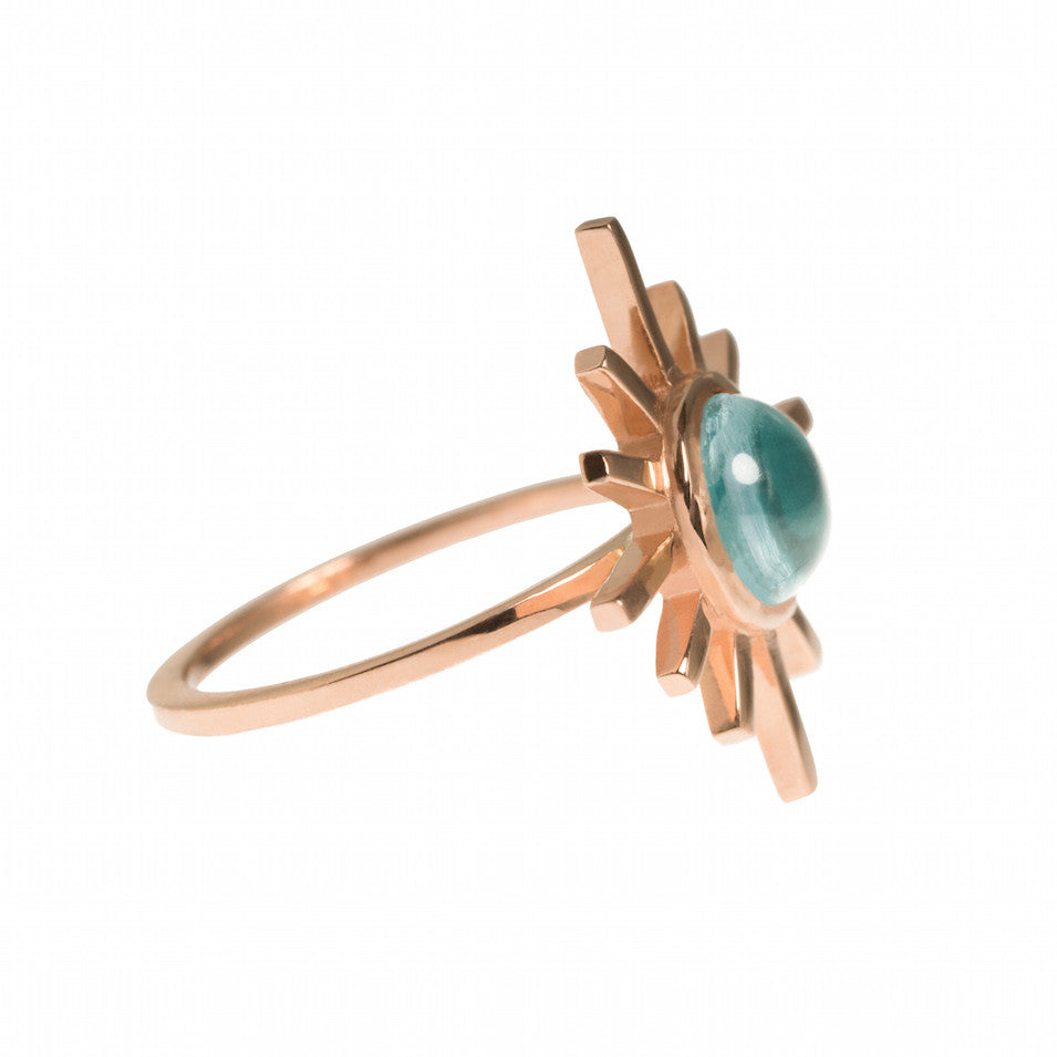 Amaya Jones Blue Tourmaline Single Band Sun Ring