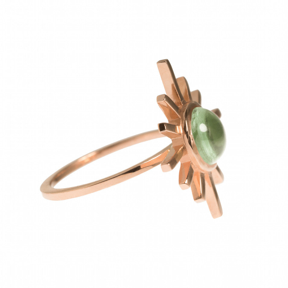 Green Tourmaline Single Band Sun Ring