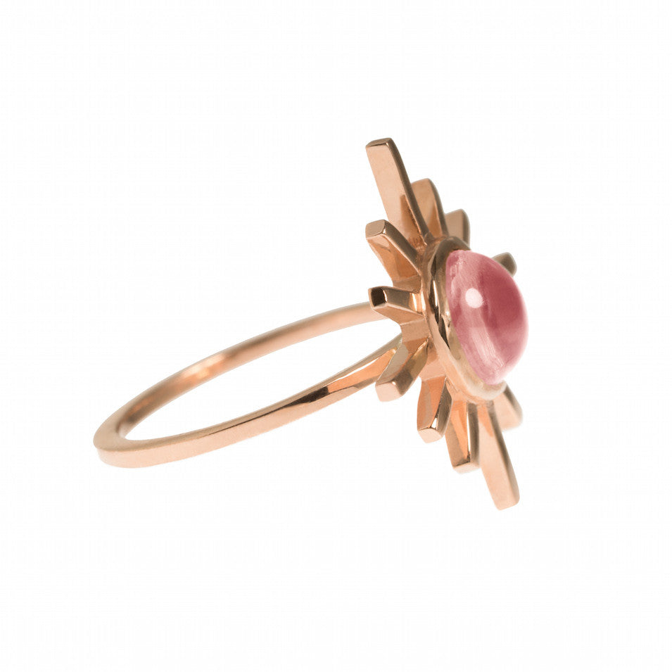 Pink Tourmaline Single Band Sun Ring
