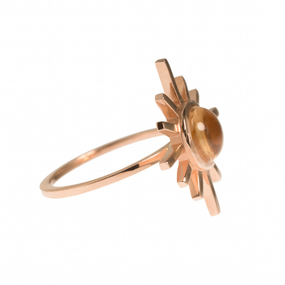 Yellow Tourmaline Single Band Sun Ring
