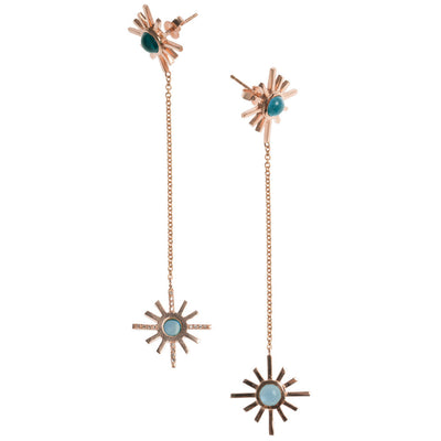 Amaya Jones Blue Tourmaline and Pave Diamond Double Sun Earring