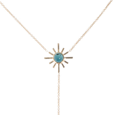Amaya Jones Blue Tourmaline and Pave Diamond Triple Sun Necklace