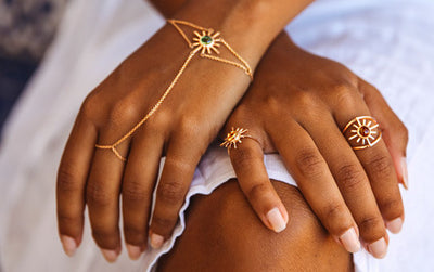 Blue Tourmaline Sun Hand Chain
